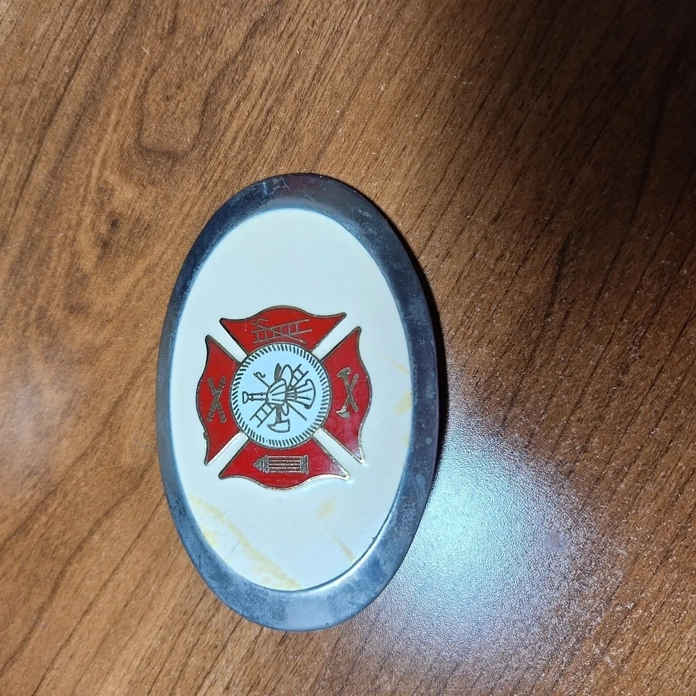 Firefighter Themed Oval Belt Buckle